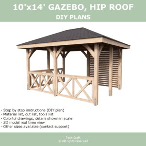 10×14′ Gazebo plans, hip roof