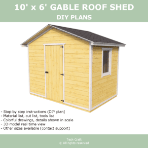 10×6′ Shed plans, gable roof