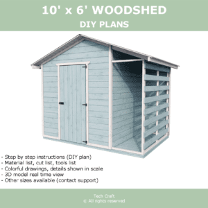 10×6′ Woodshed plans, gable roof