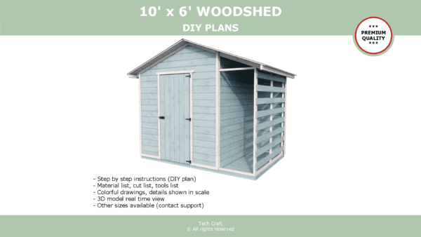 10x6 Woodshed plans, gable roof