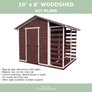 10×8′ Woodshed plans, gable roof