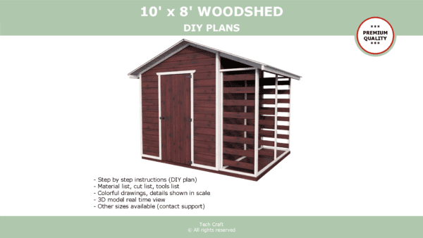 10x8 Woodshed plans, gable roof