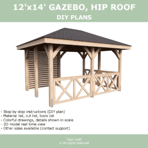 12×14′ Gazebo plans, hip roof