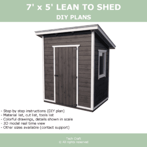 7×5′ Lean to shed plans