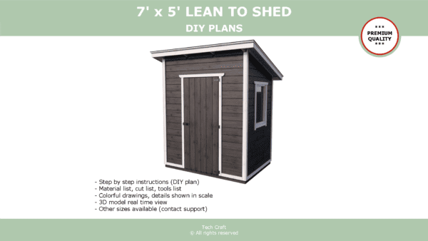 7x5 Lean to shed plans