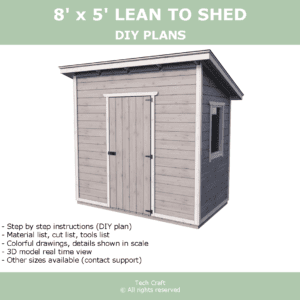 8×5′ Lean to shed plans