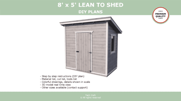 8x5 Lean to shed plans