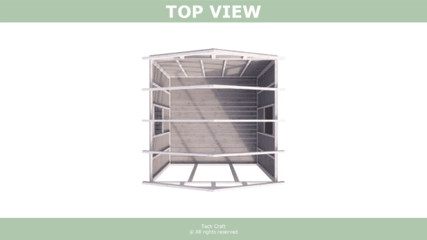 8x8 Shed plans, gable roof, top view