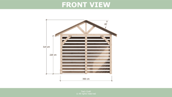 Altana 4x3m, projekt DIY, front view