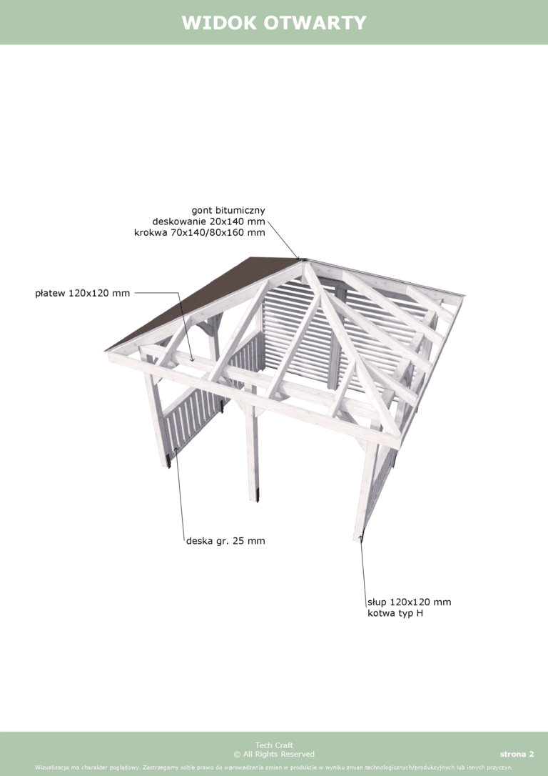 Altana czterospadowa 3,5x3,5m Projekt DIY