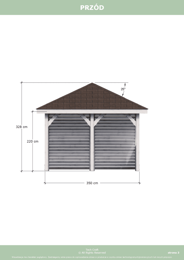 Altana czterospadowa 3,5x3,5m Projekt DIY