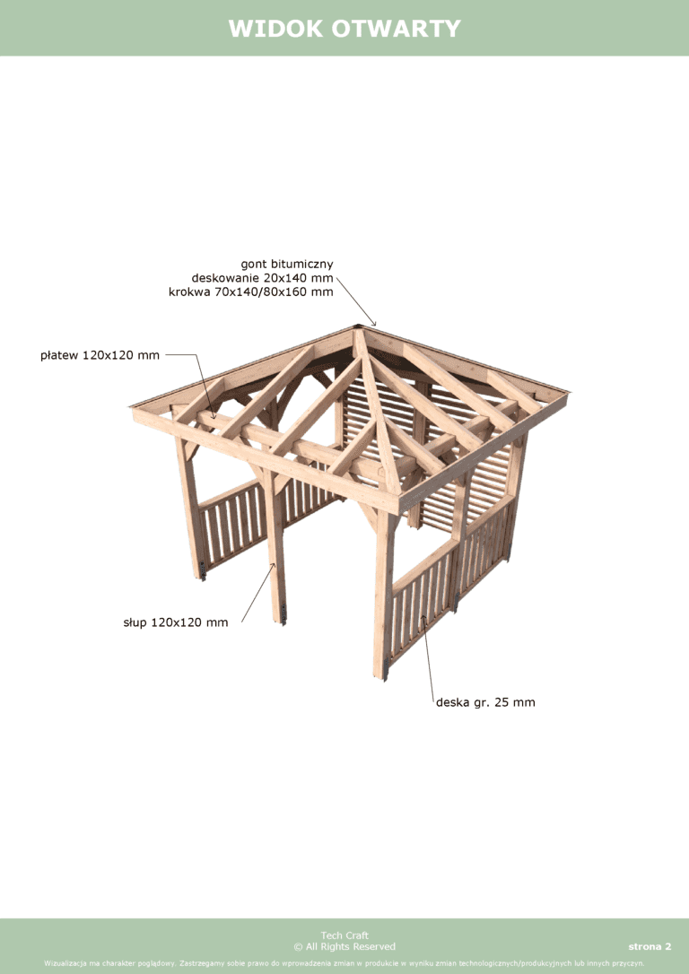 Altana czterospadowa 3x3m Projekt DIY