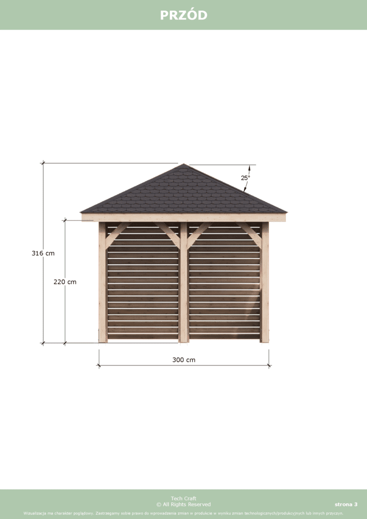 Altana czterospadowa 3x3m Projekt DIY