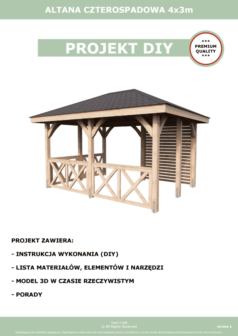 Altana ogrodowa drewniana czterospadowa 4x3m