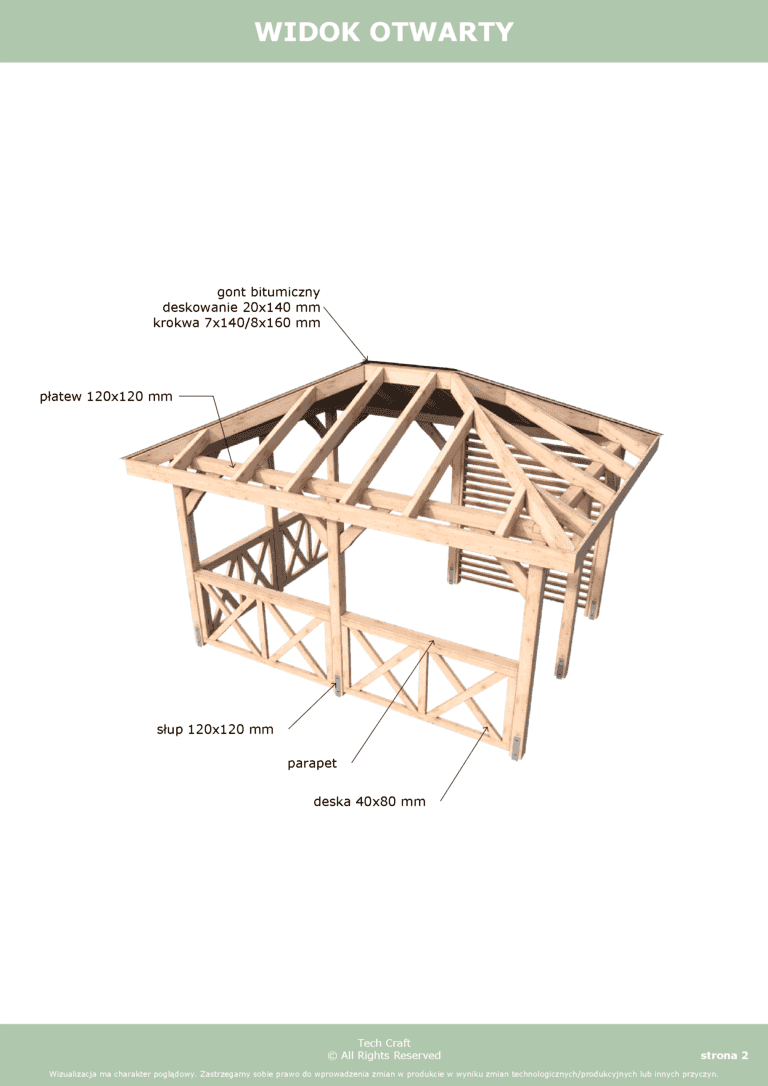 Altana ogrodowa drewniana czterospadowa 4x3m