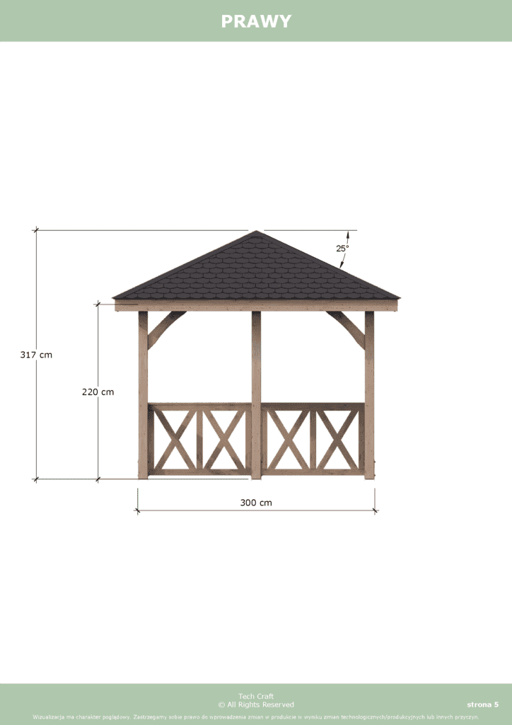 Altana ogrodowa drewniana czterospadowa 4x3m