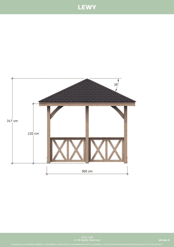 Altana ogrodowa drewniana czterospadowa 4x3m