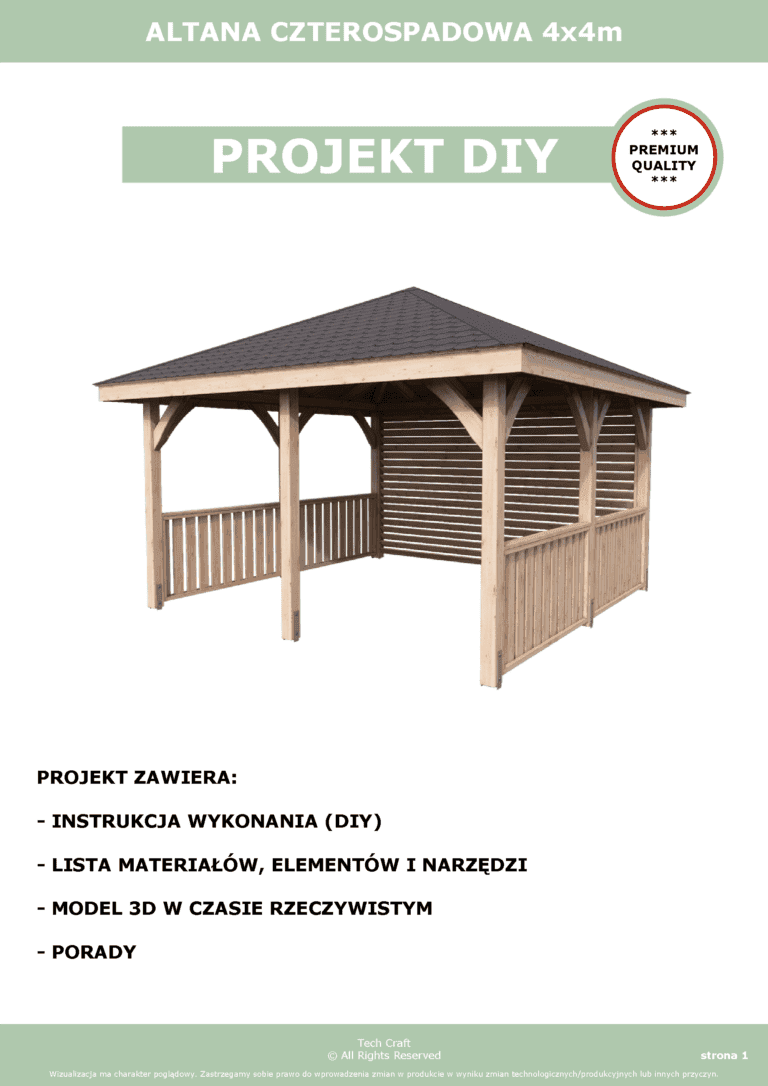 Altana ogrodowa drewniana czterospadowa 4x4m