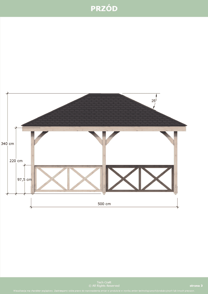 Altana ogrodowa drewniana czterospadowa 5x4m