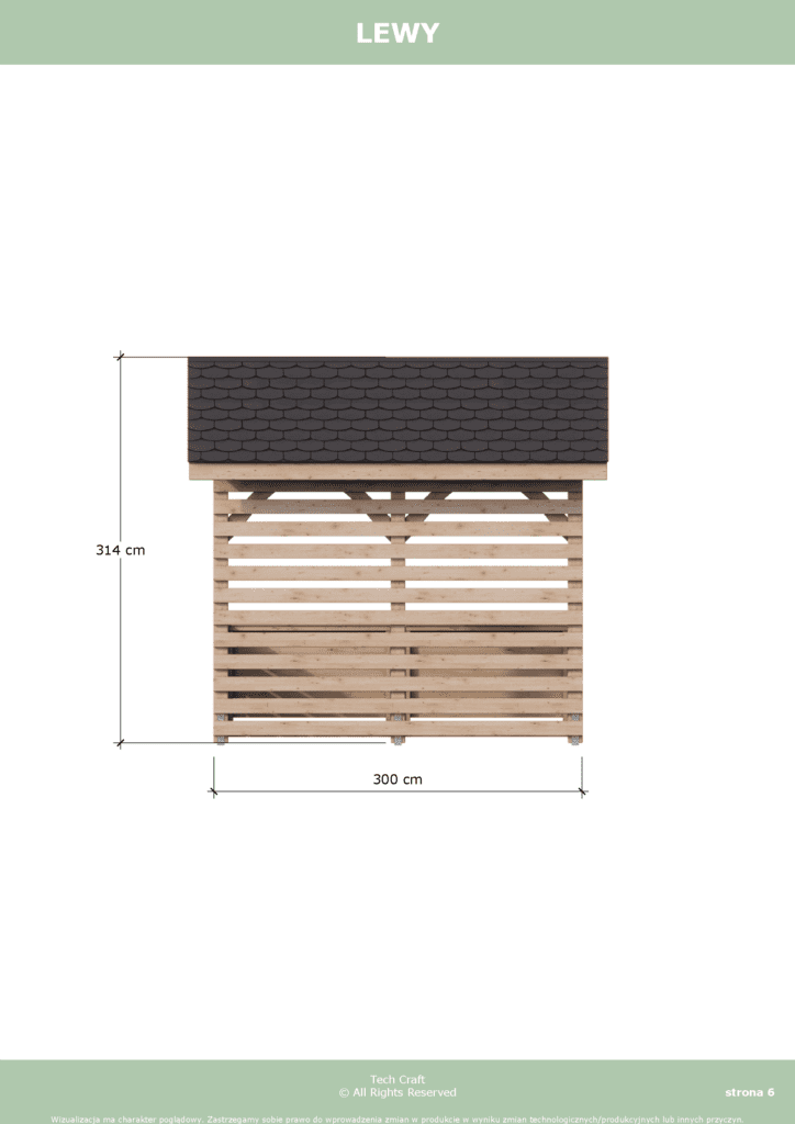 Altana ogrodowa drewniana dwuspadowa 3x3m