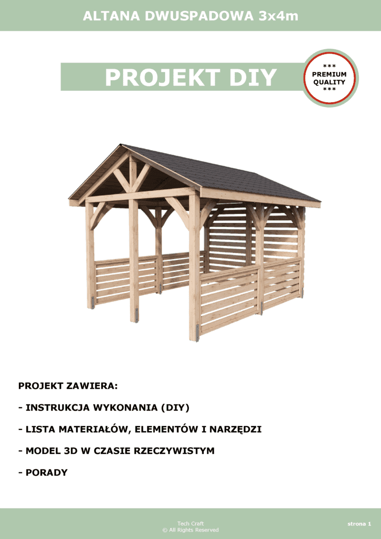 Altana ogrodowa drewniana dwuspadowa 4x3m