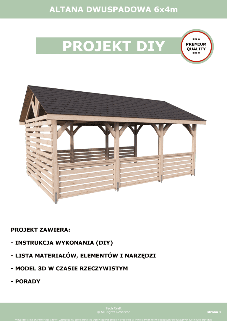 Altana ogrodowa drewniana dwuspadowa 6x4m