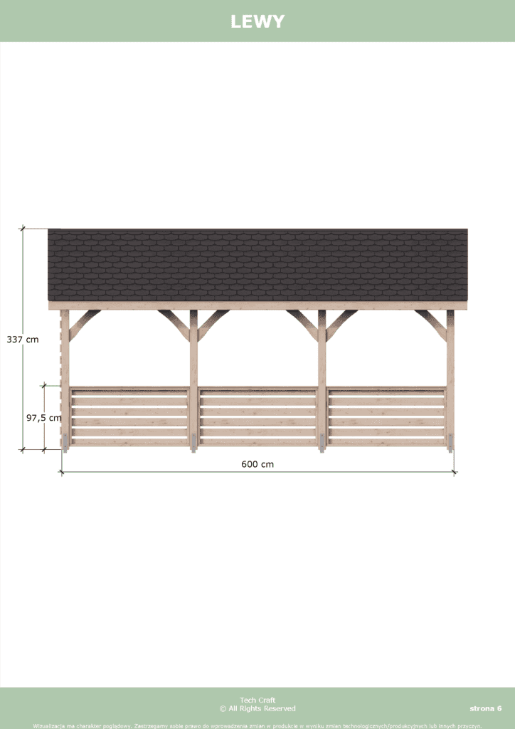 Altana ogrodowa drewniana dwuspadowa 6x4m
