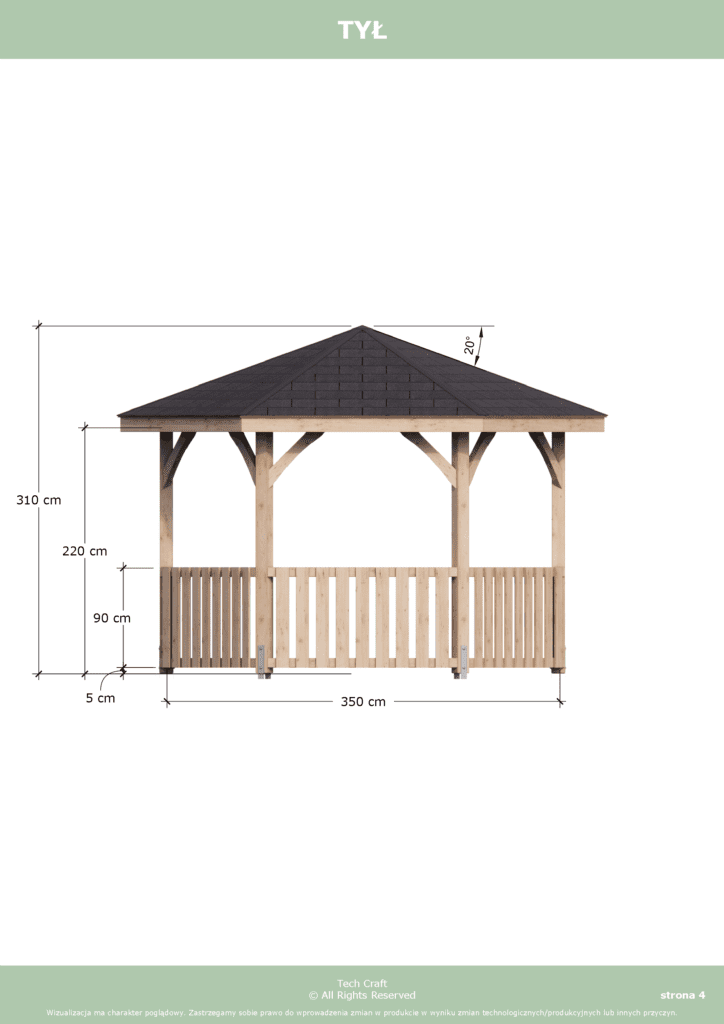 Altana ogrodowa drewniana sześciokątna 3,5m