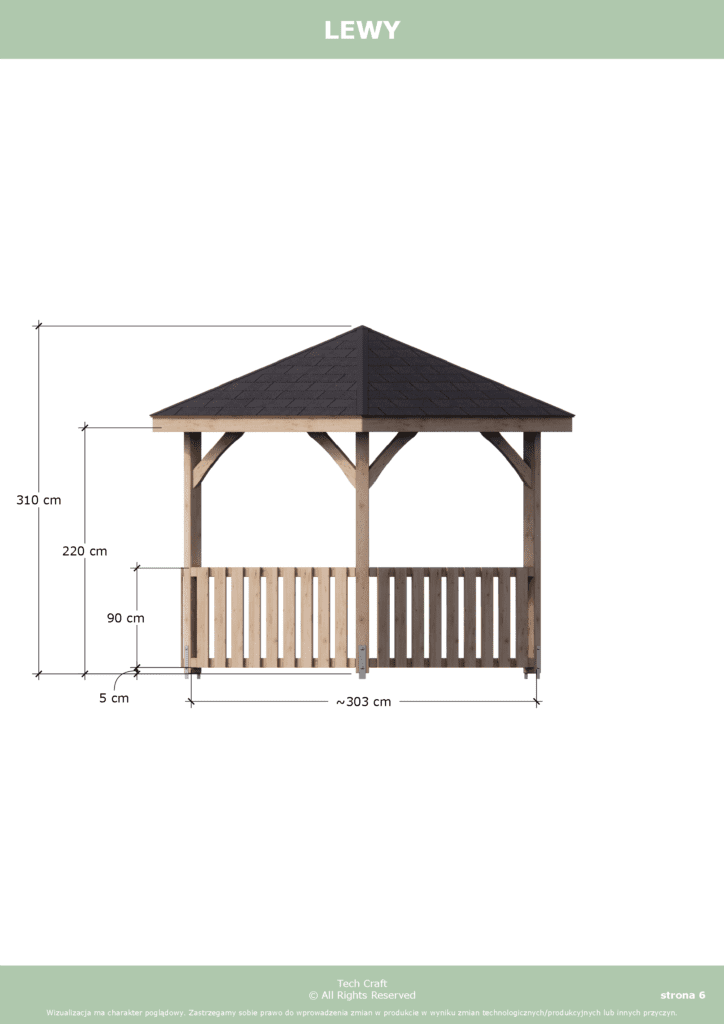 Altana ogrodowa drewniana sześciokątna 3,5m