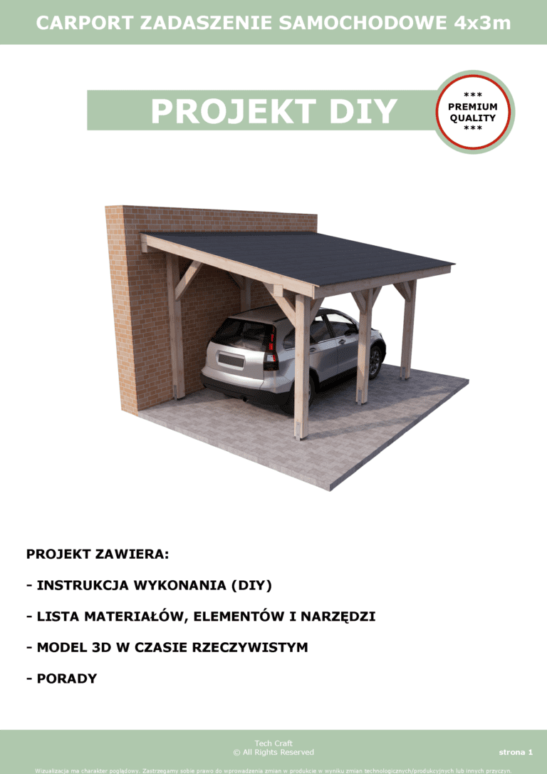 Carport wiata garażowa drewniana zadaszenie 4x3m