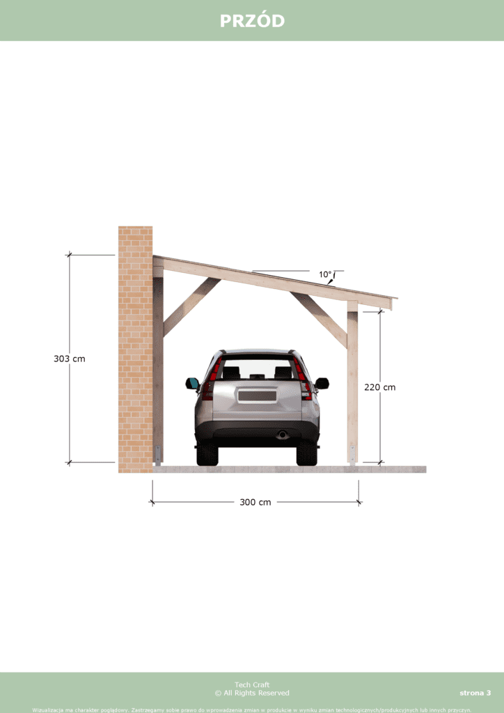 Carport wiata garażowa drewniana zadaszenie 4x3m