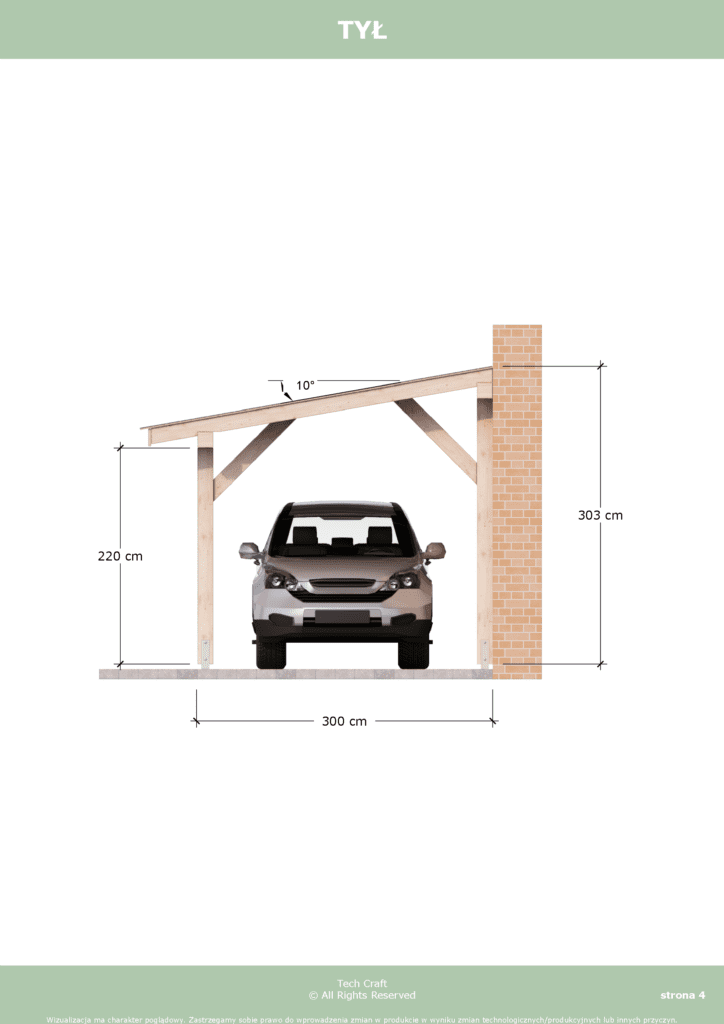 Carport wiata garażowa drewniana zadaszenie 4x3m