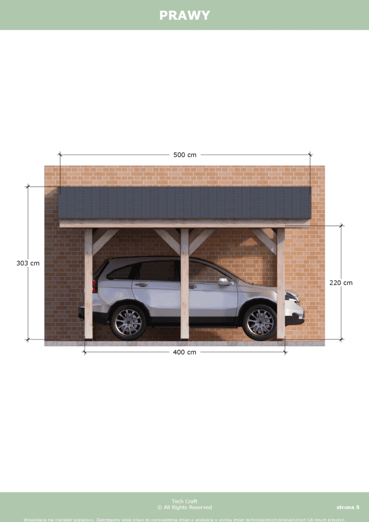 Carport wiata garażowa drewniana zadaszenie 4x3m