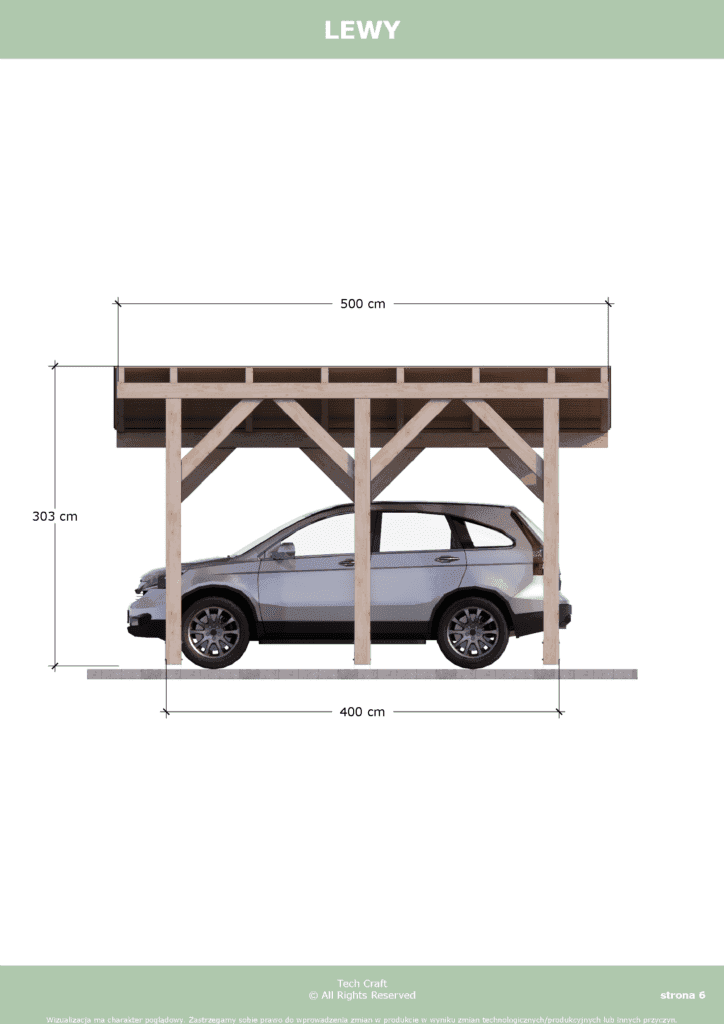 Carport wiata garażowa drewniana zadaszenie 4x3m