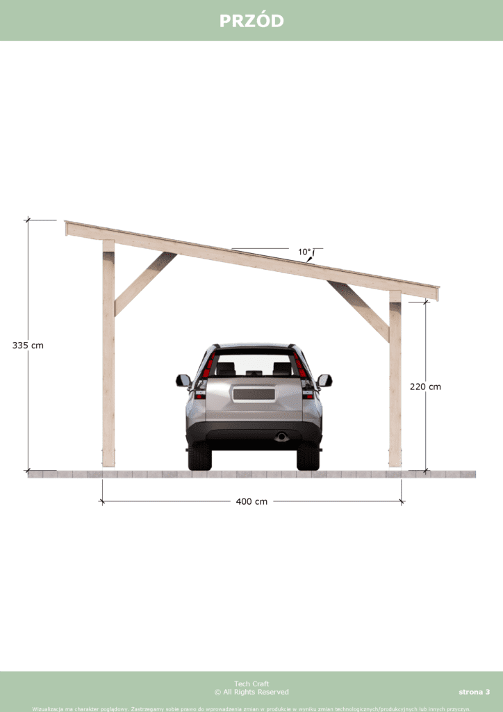 Carport wiata garażowa drewniana zadaszenie 6x4 wolnostojąca
