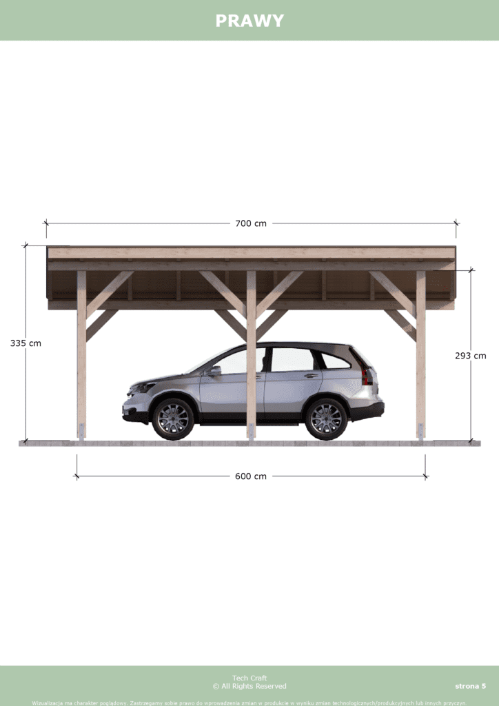 Carport wiata garażowa drewniana zadaszenie 6x4 wolnostojąca