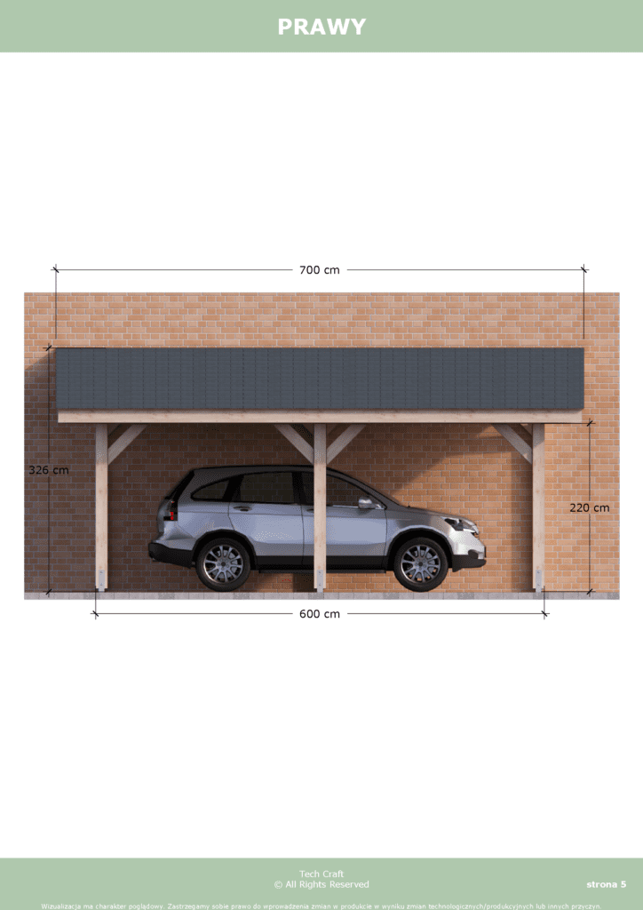 Carport wiata garażowa drewniana zadaszenie 6x4m
