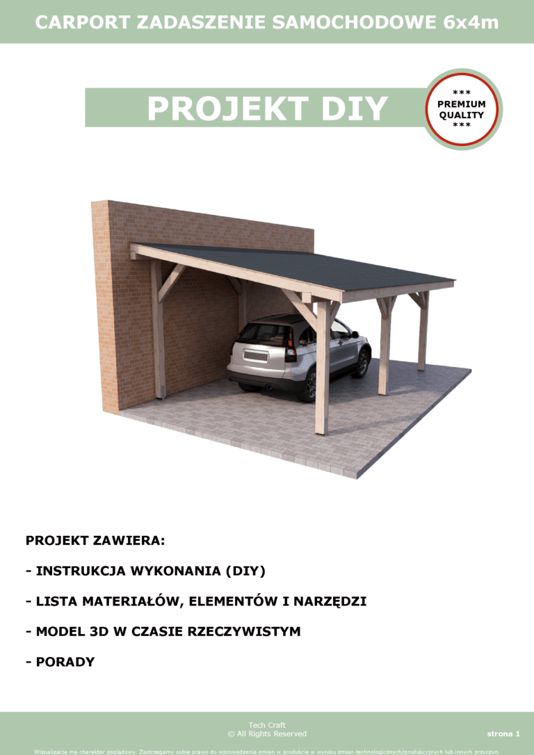 Carport wiata garażowa drewniana zadaszenie 6x4m