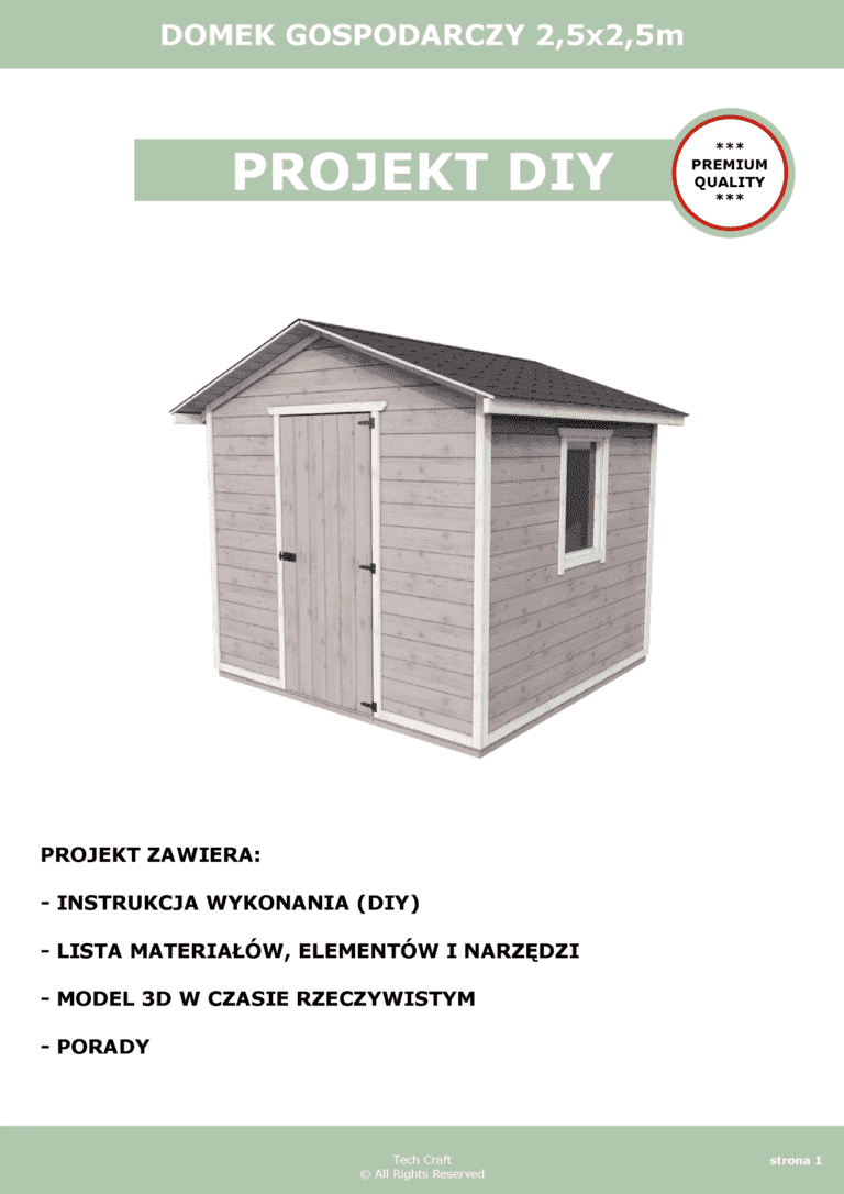 Domek gospodarczy drewniany na narzędzia 2,5x2,5m