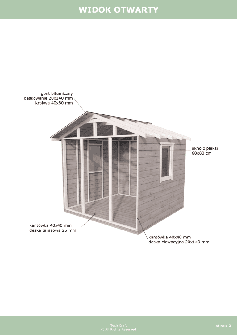 Domek gospodarczy drewniany na narzędzia 2,5x2,5m