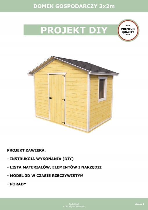 Domek gospodarczy drewniany na narzędzia 2,5×2,5m