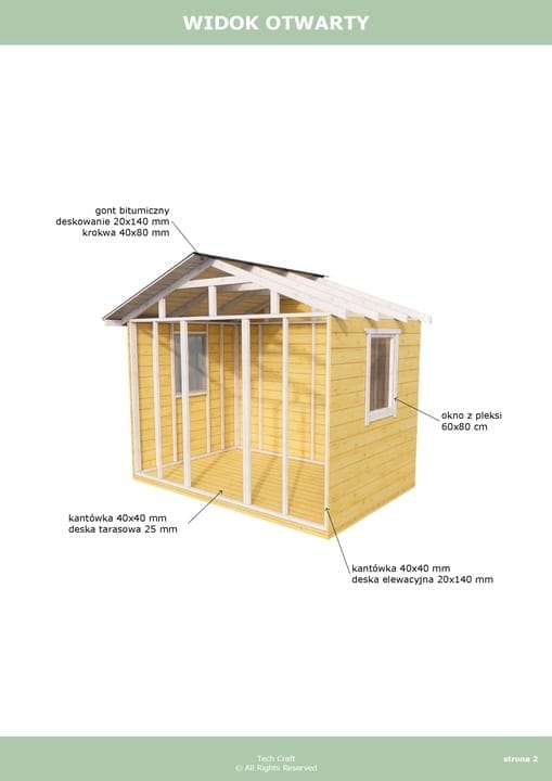 Domek gospodarczy drewniany na narzędzia 2,5×2,5m