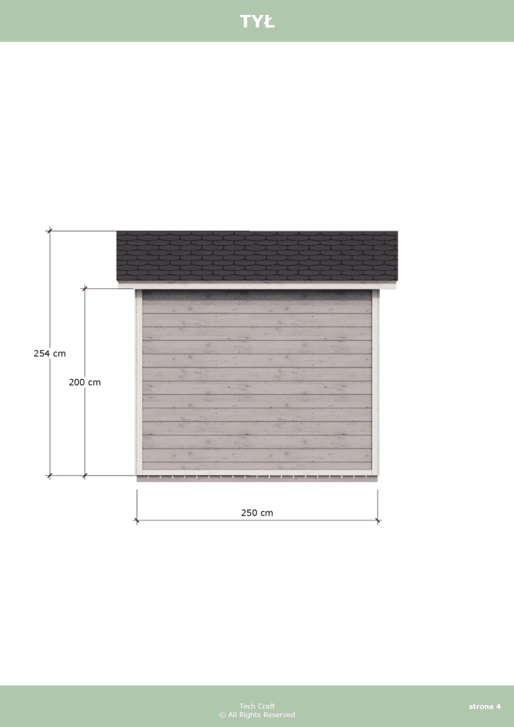 Domek gospodarczy drewniany na narzędzia, jednospadowy 2,5x1,5m