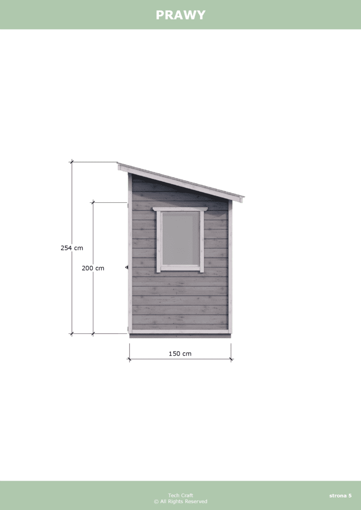 Domek gospodarczy drewniany na narzędzia, jednospadowy 2,5x1,5m