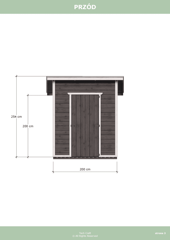 Domek gospodarczy drewniany na narzędzia, jednospadowy 2x1,5m