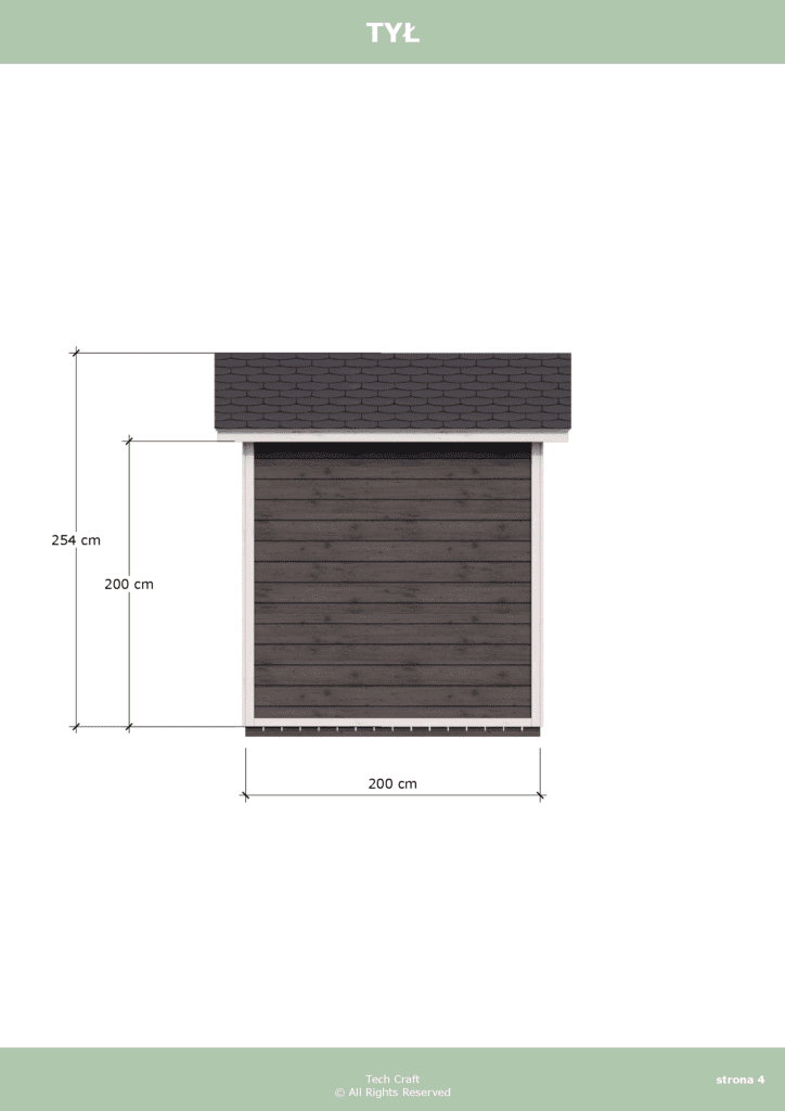 Domek gospodarczy drewniany na narzędzia, jednospadowy 2x1,5m
