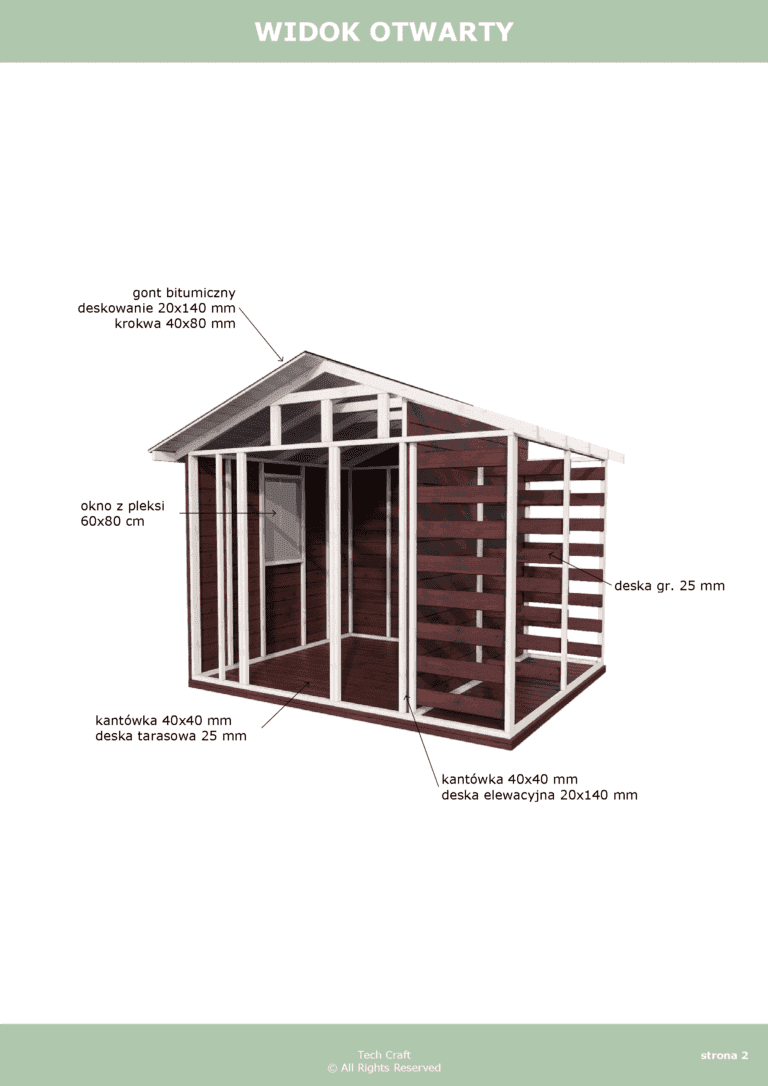 Domek gospodarczy drewniany na narzędzia z drewutnią 3x2,5m