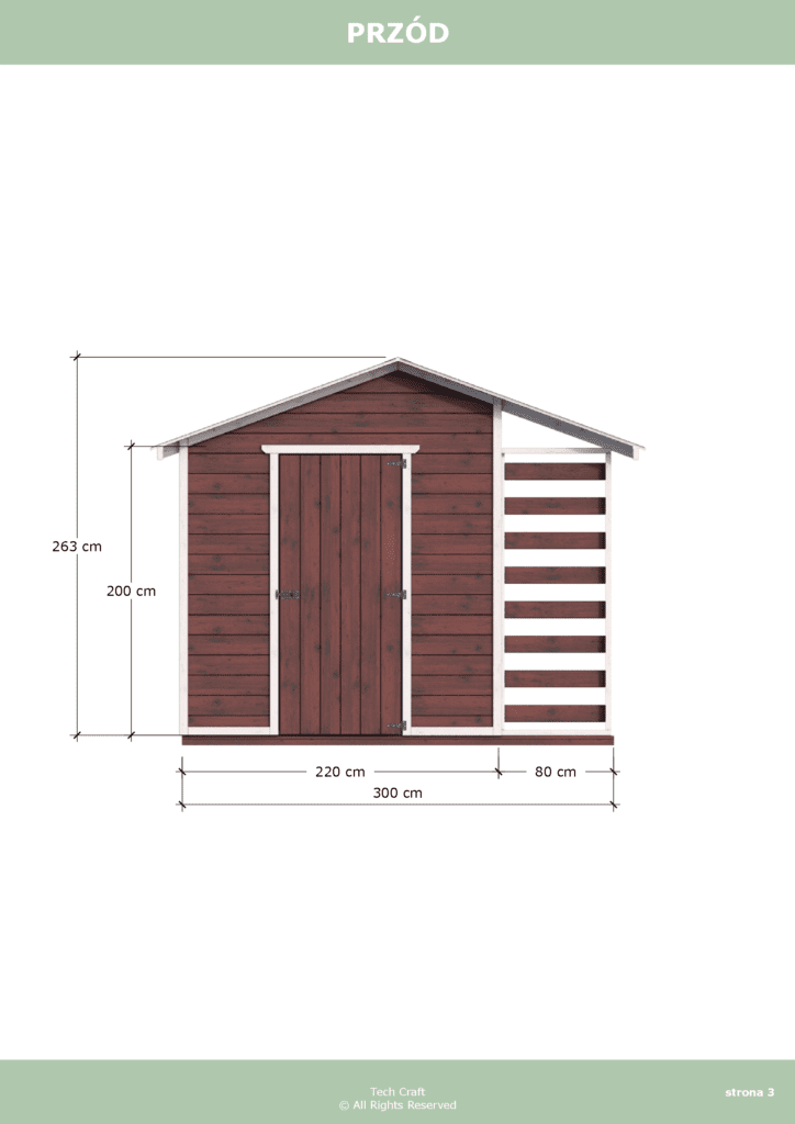 Domek gospodarczy drewniany na narzędzia z drewutnią 3x2,5m