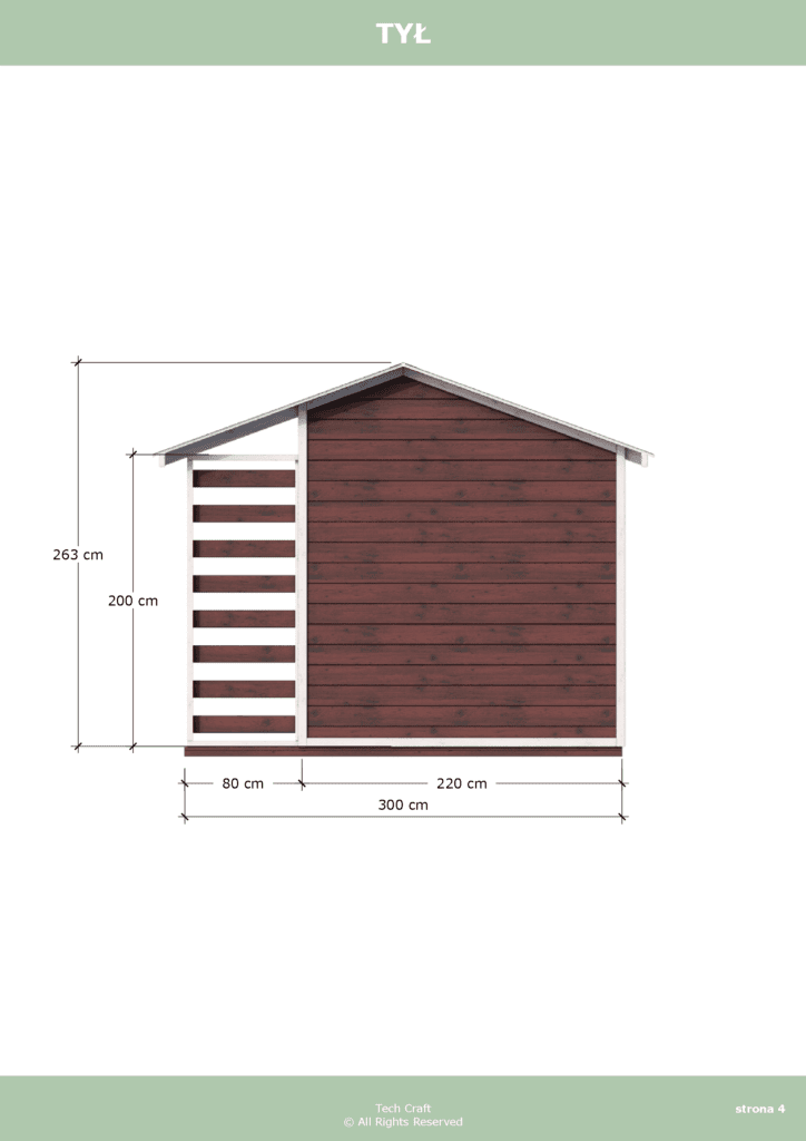 Domek gospodarczy drewniany na narzędzia z drewutnią 3x2,5m