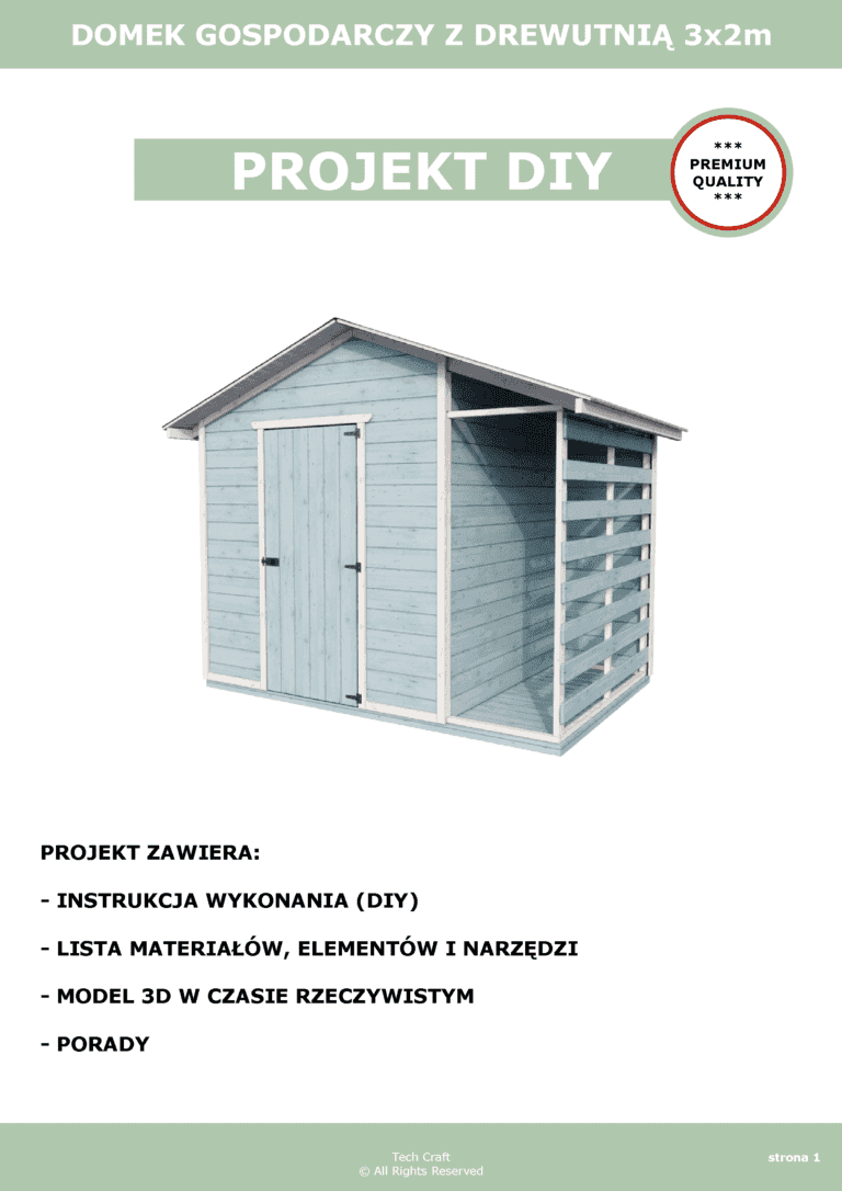 Domek gospodarczy drewniany na narzędzia z drewutnią 3x2m